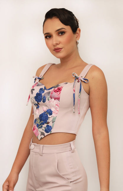 FLORENTINA CROPTOP • Rosas Perla